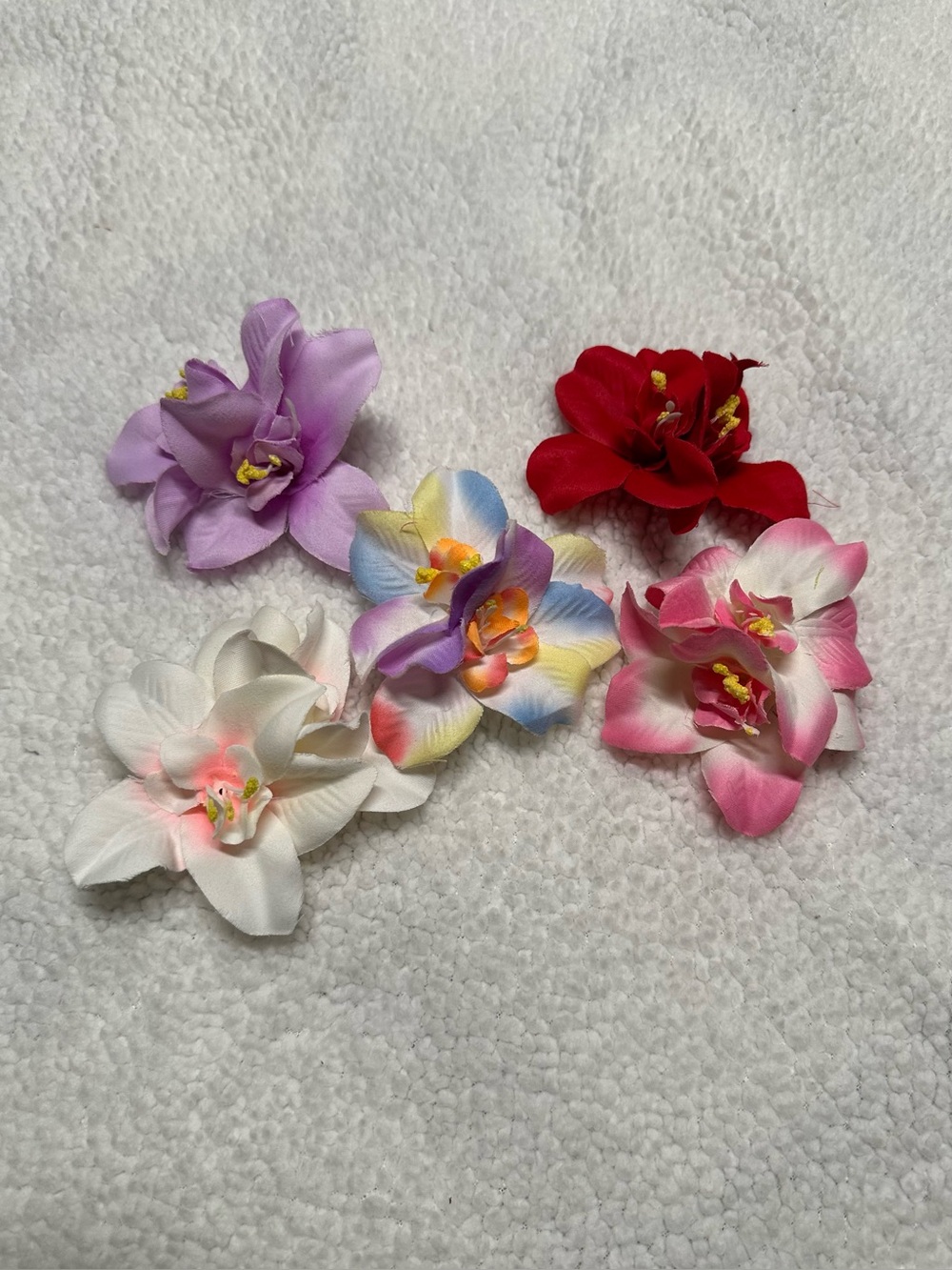 Five Piece Set Orchid Flower Hair Clip White Pink Purple Red Yellow Shein